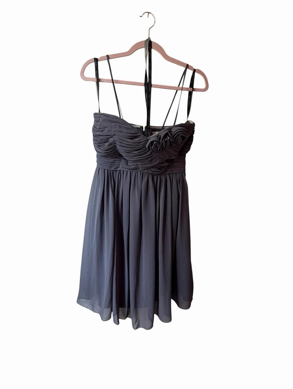 Bill Levkoff Gray Sleeveless with option straps Chiffon Bridesmaid Dress  Size 6
